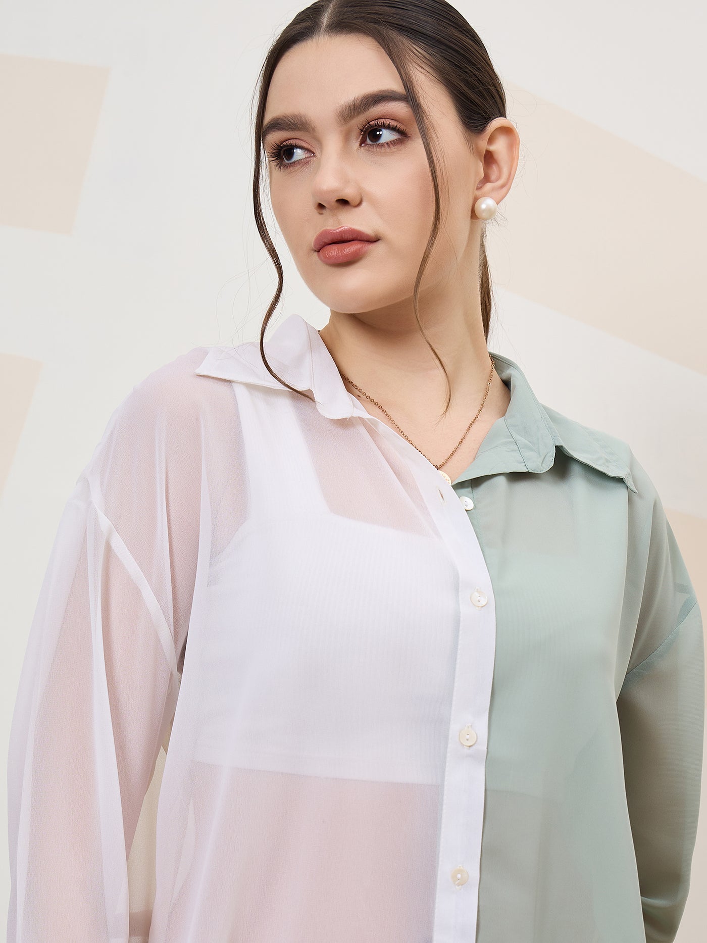 Athena Immutable Colour-blocked Drop-Shoulder Sleeves Casual Shirt
