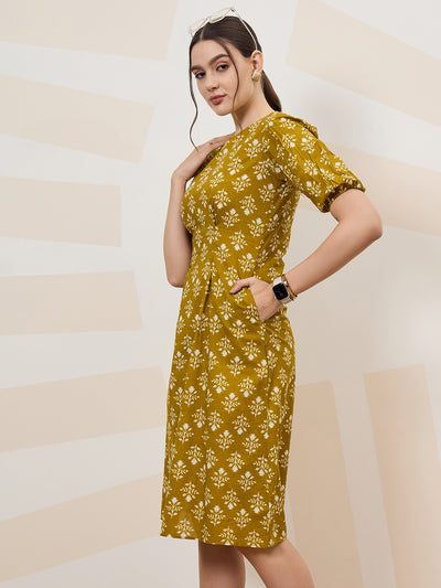 Athena Immutable Floral Print Puff Sleeves Formal A-Line Dress