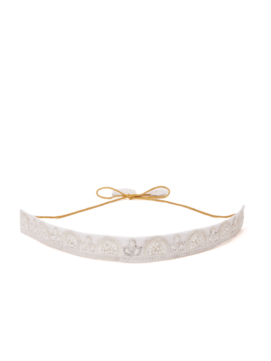 Athena Women White Embellished Pearls Belt - Athena Lifestyle