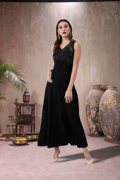 Athena Women Black Embellished Maxi Dress