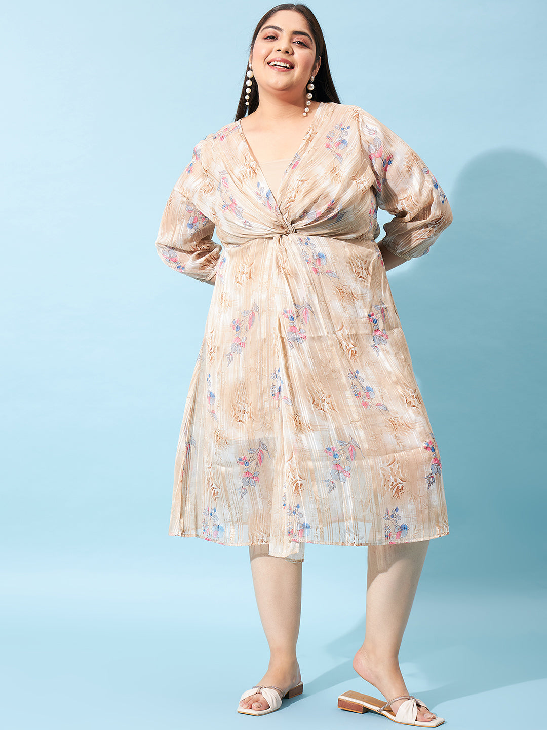 Athena Ample Plus Size Floral Printed Fit Flare Midi Dress