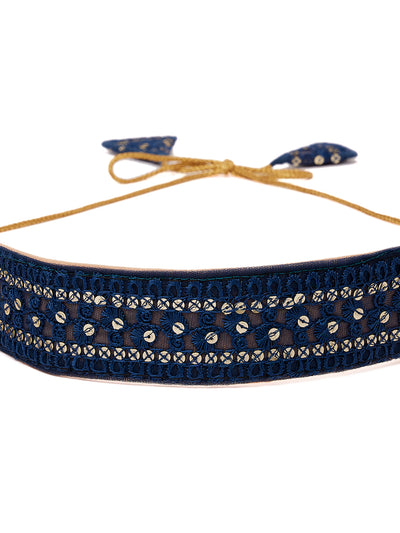 Athena Women Teal Embroidered Sequined Belt - Athena Lifestyle