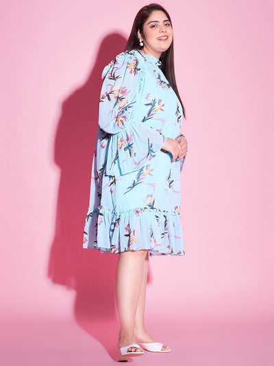 Athena Ample Plus Size Floral Printed Bell Sleeves Ruffled A-Line Dress - Athena Lifestyle