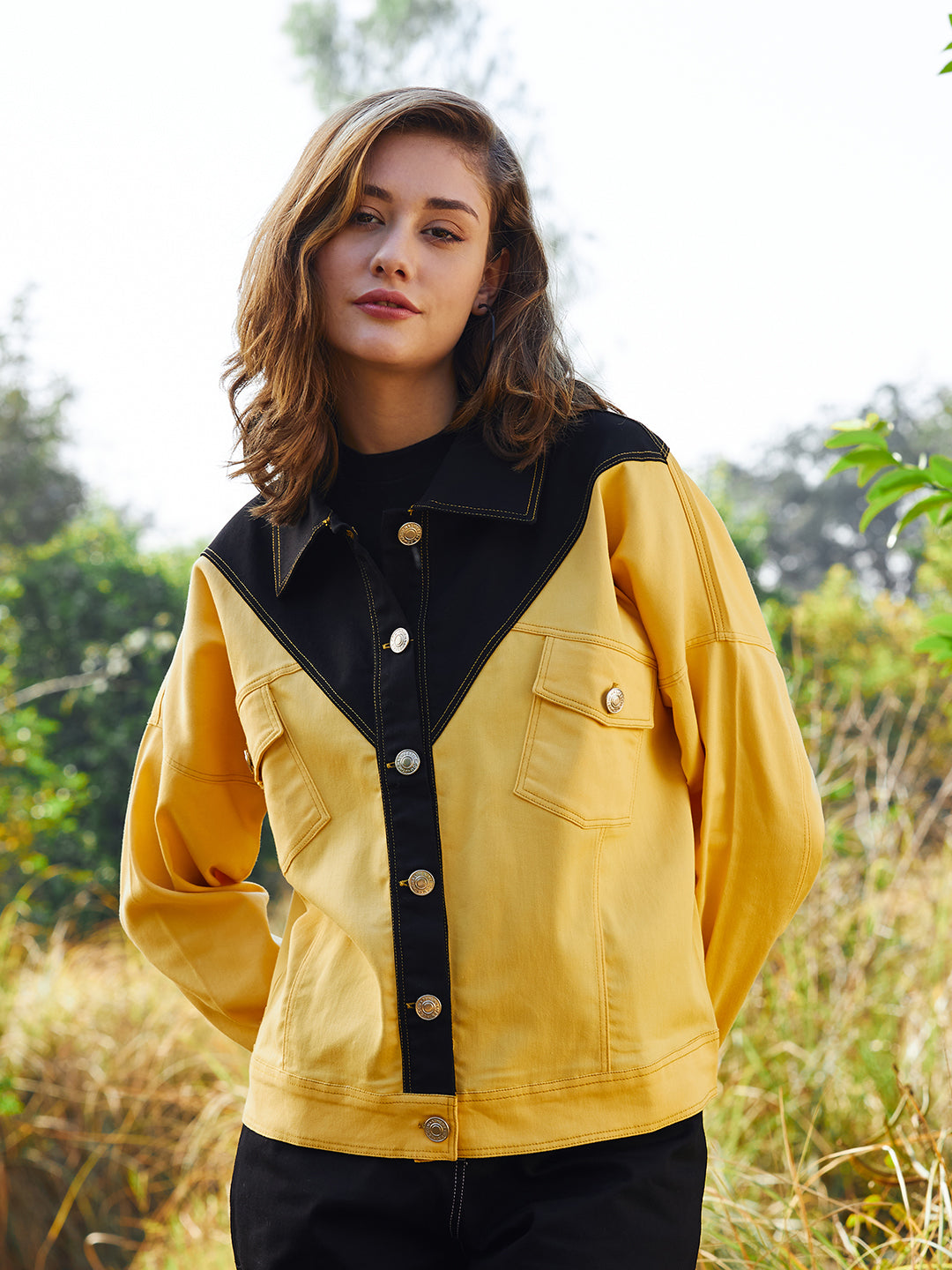 Athena Women Colourblocked Cotton Denim Jacket