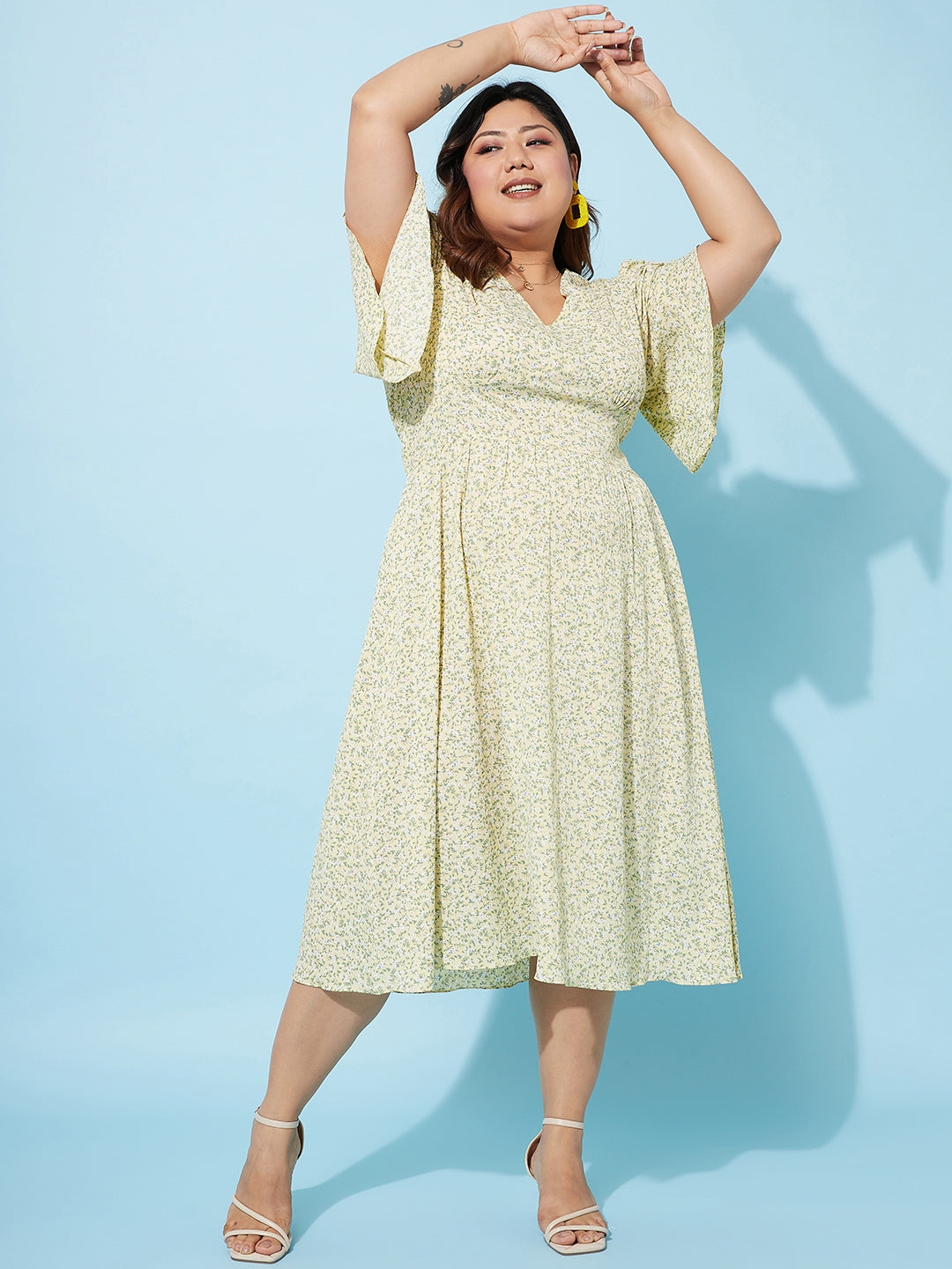 Athena Ample Plus Size Floral Print Fit Flare Midi Dress