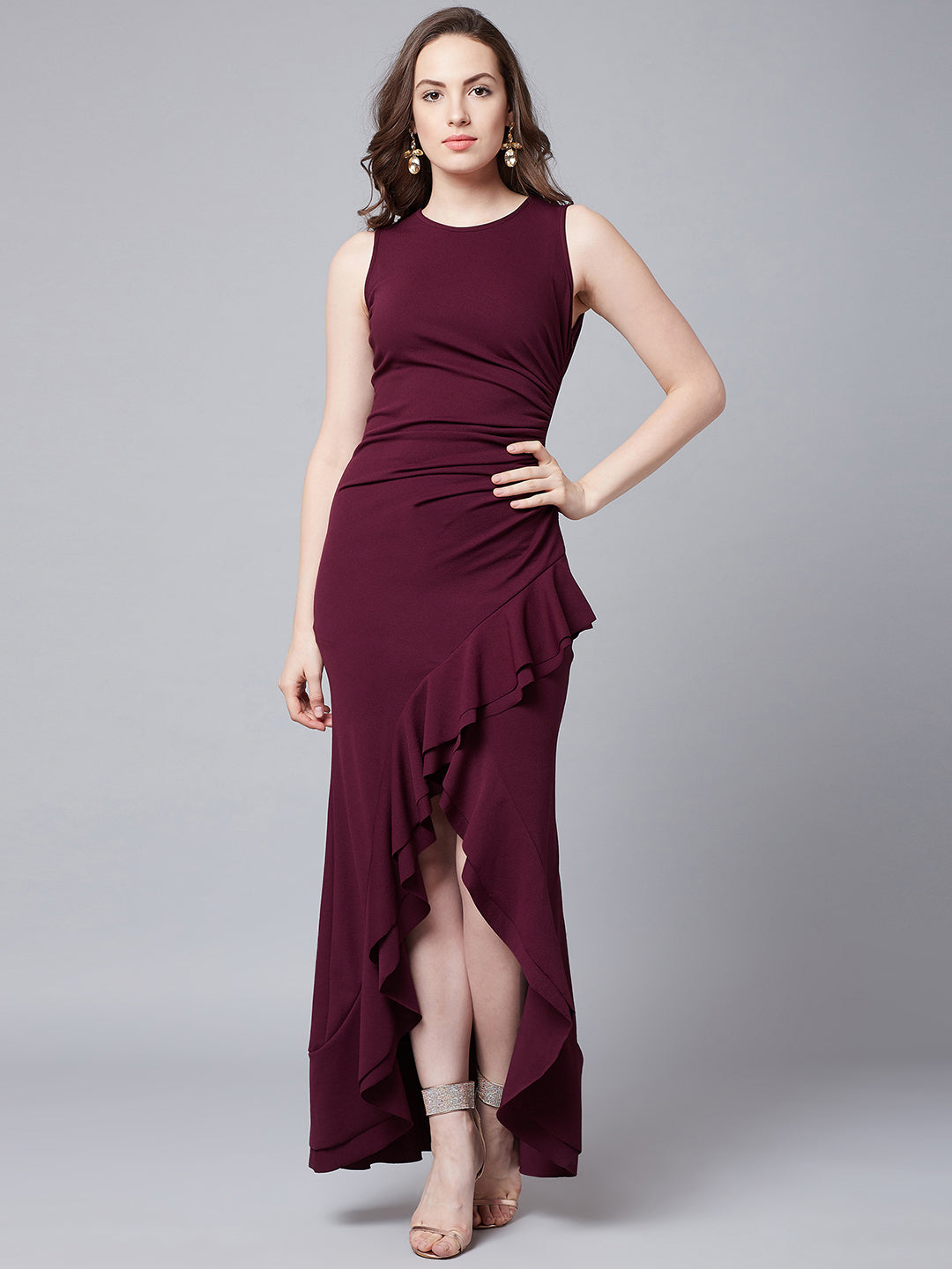 athena burgundy dress Athena Dress – Lost & Found main image 1