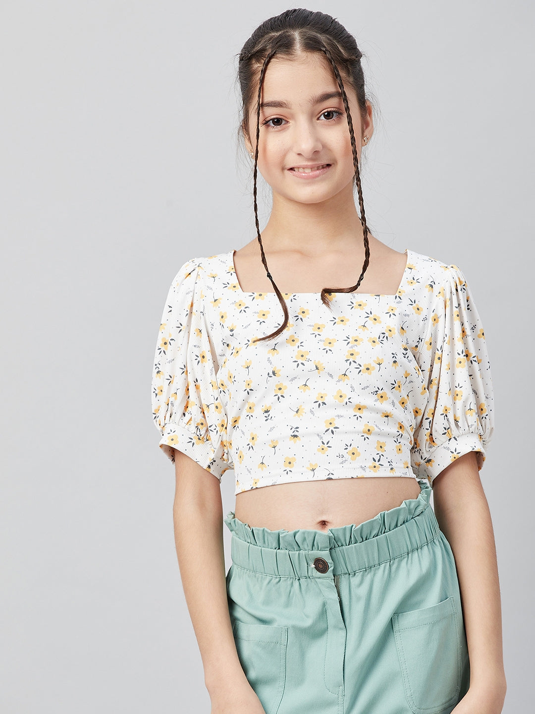 Girl in outlet white top