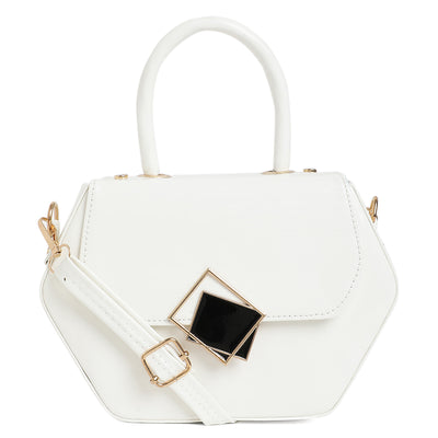 Athena Women White Structured Handheld Bag - Athena Lifestyle
