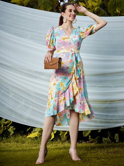 Athena Multicoloured Floral Crepe Dress - Athena Lifestyle