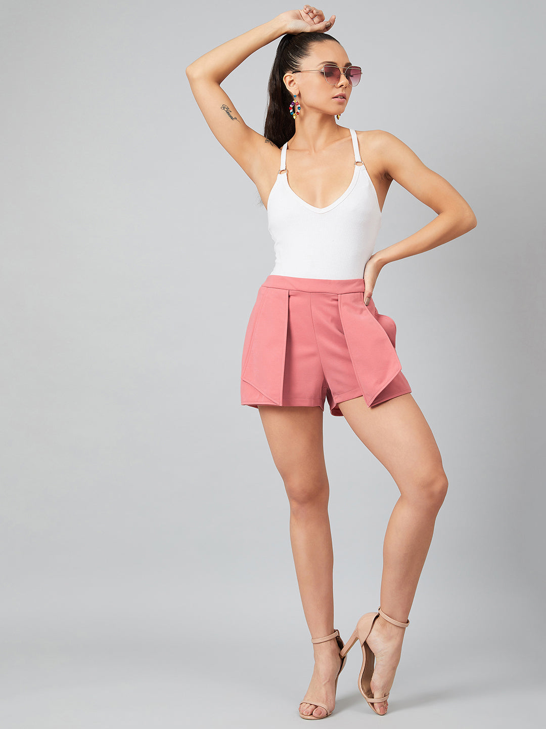 Athena Women Pink Solid Regular Fit Hot Pants - Athena Lifestyle