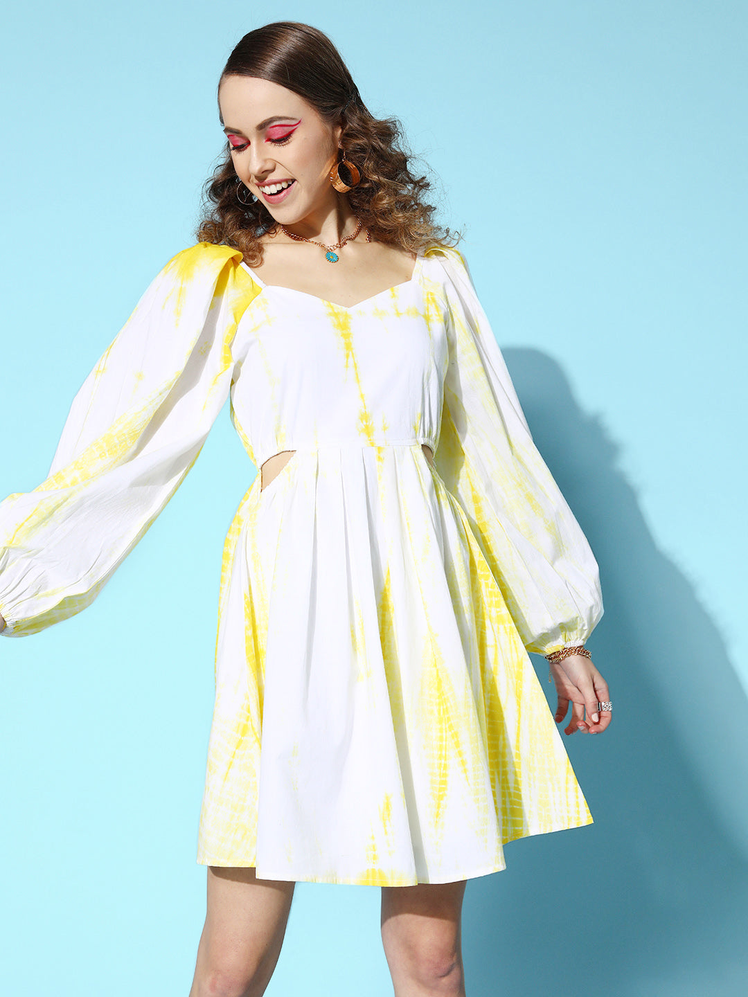 Athena Women Bright Yellow Tie and Dye 70s Mini Dress – Athena Lifestyle