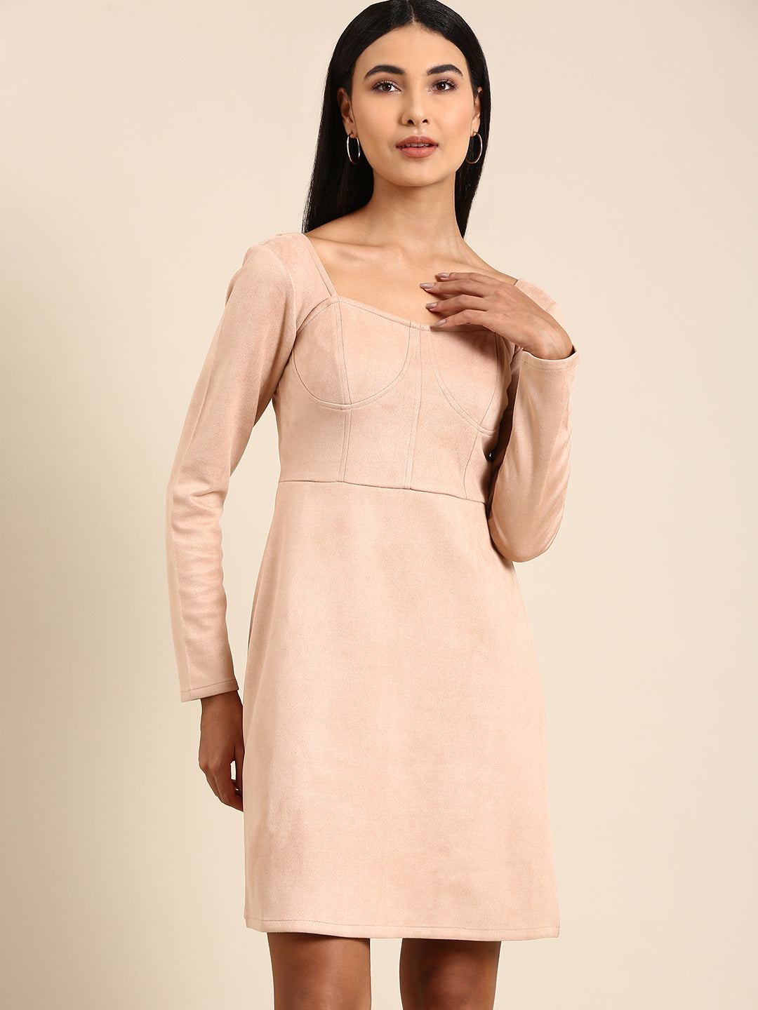 Athena Beige A-Line Dress