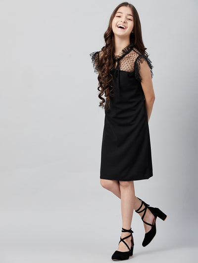 Athena Girl Black Tie-Up Neck Sheath Dress - Athena Lifestyle