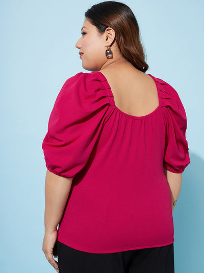 Athena Ample Plus Size Sweetheart Neck Puff Sleeves Casual Top - Athena Lifestyle