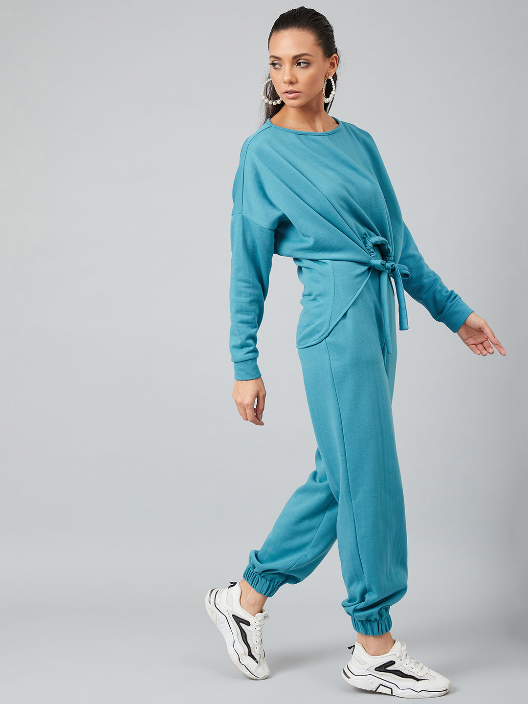 Athena Women Blue Solid Top with Trousers - Athena Lifestyle