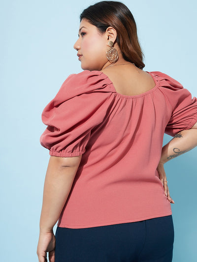 Athena Ample Plus Size Sweetheart Neck Puff Sleeves Casual Top - Athena Lifestyle