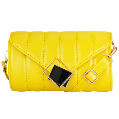 Athena Yellow Textured Shopper Sling Bag with Quilted - Athena Lifestyle