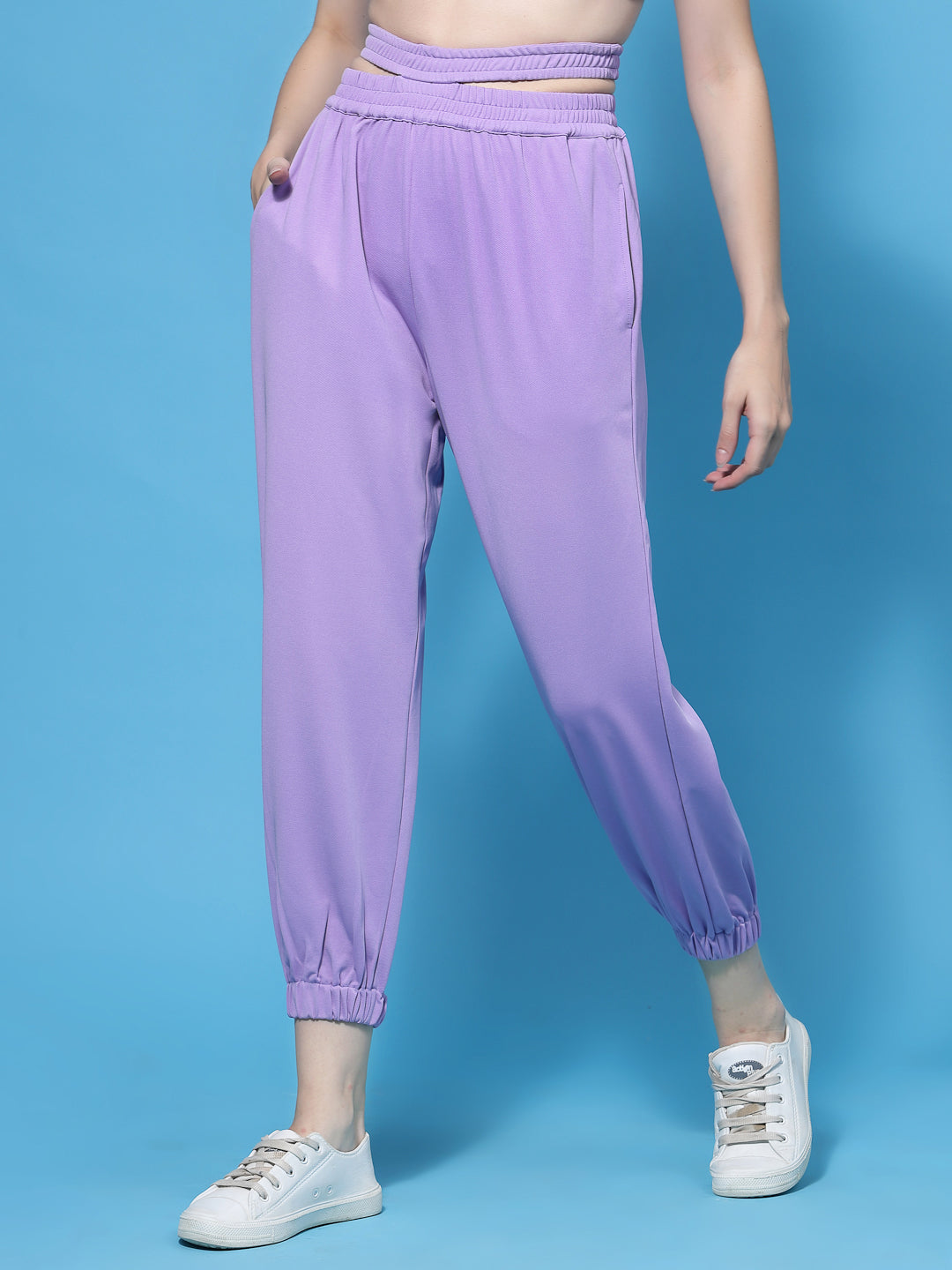 Athena Women Lavender Smart Loose Fit Easy Wash Joggers Trouser - Athena Lifestyle