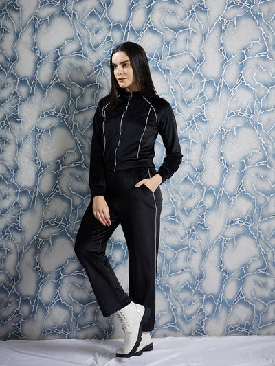 Athena Black Mock Collar Sweatshirt With Trousers Co-Ords