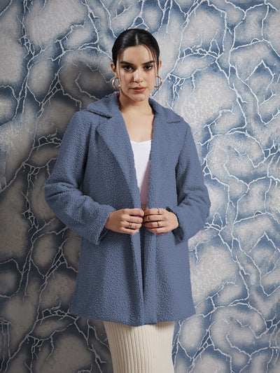 Athena Textured Woollen Front Open Overcoat