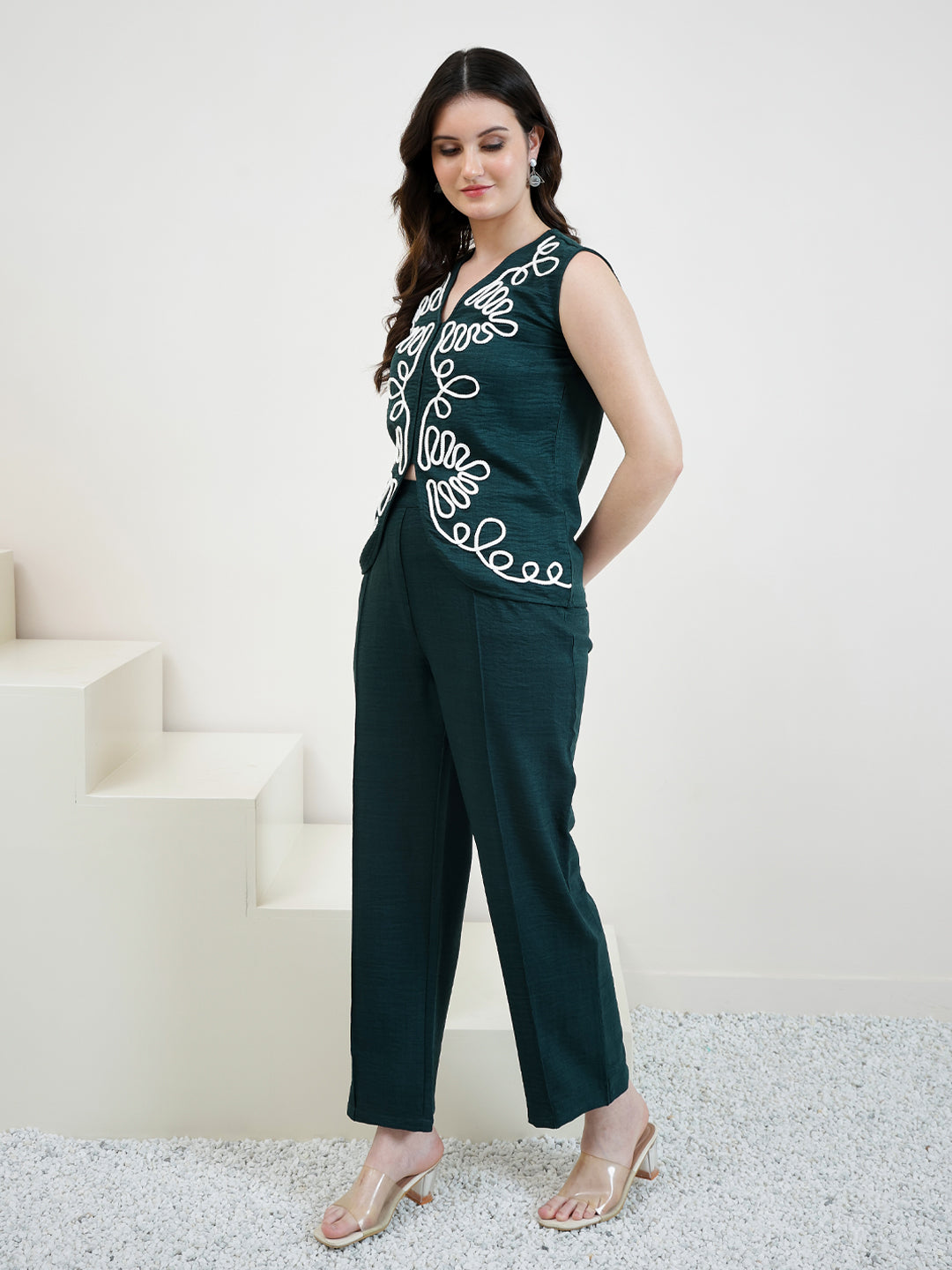 Boho By Athena Embroidered Linen Top With Trousers