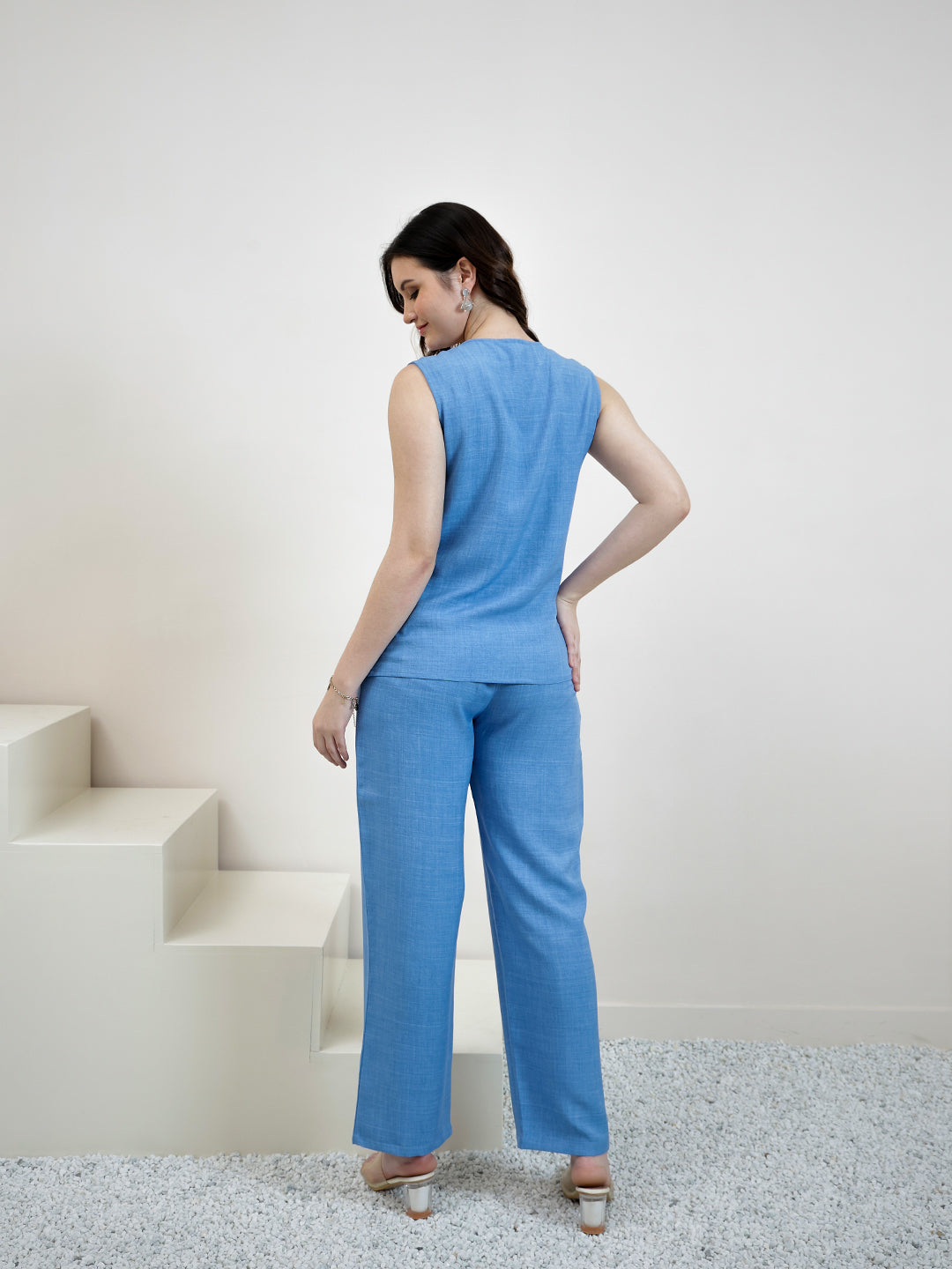 Boho By Athena Embroidered Linen Top With Trousers