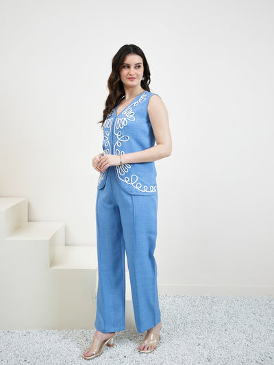 Boho By Athena Embroidered Linen Top With Trousers