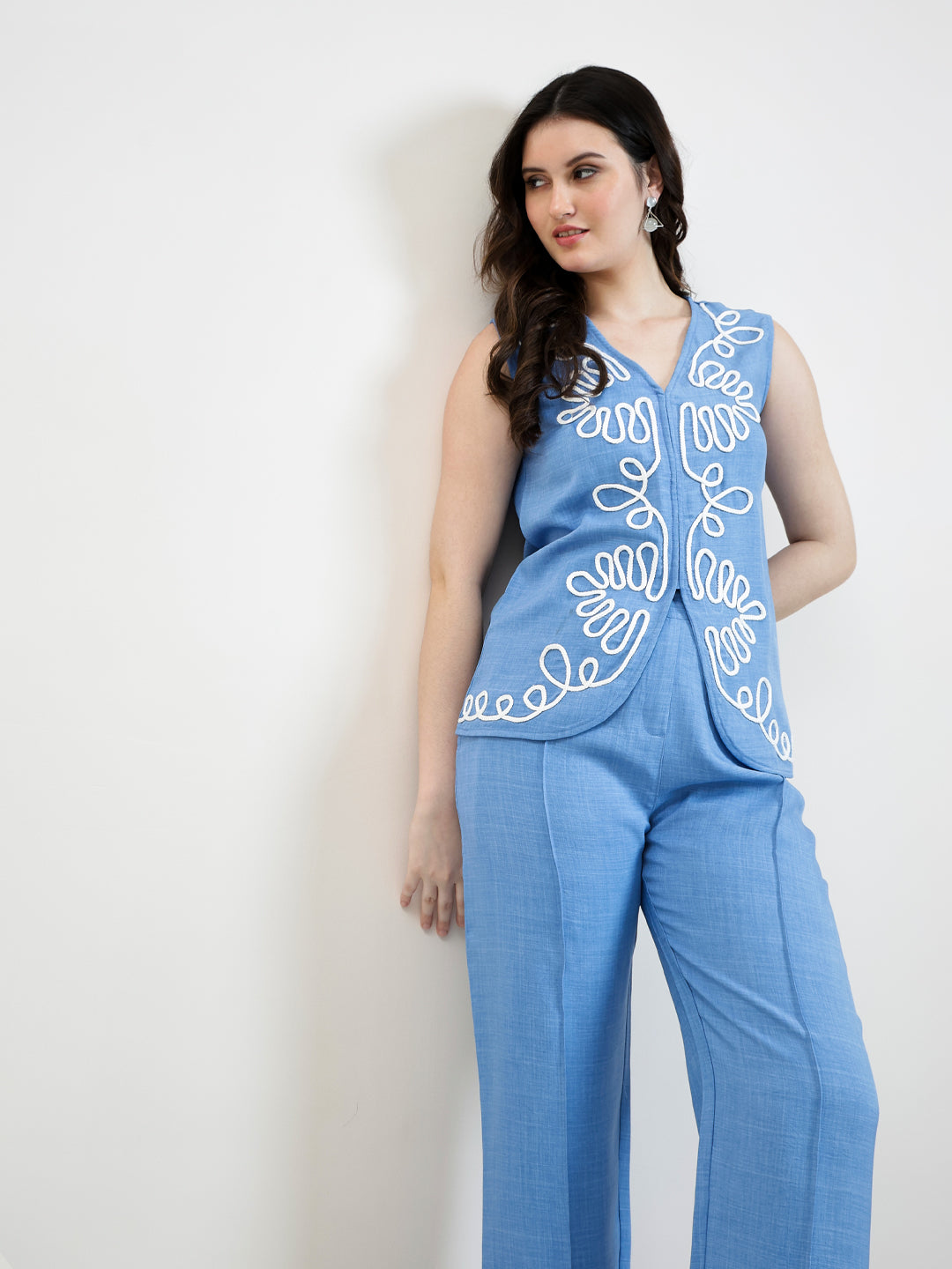 Boho By Athena Embroidered Linen Top With Trousers
