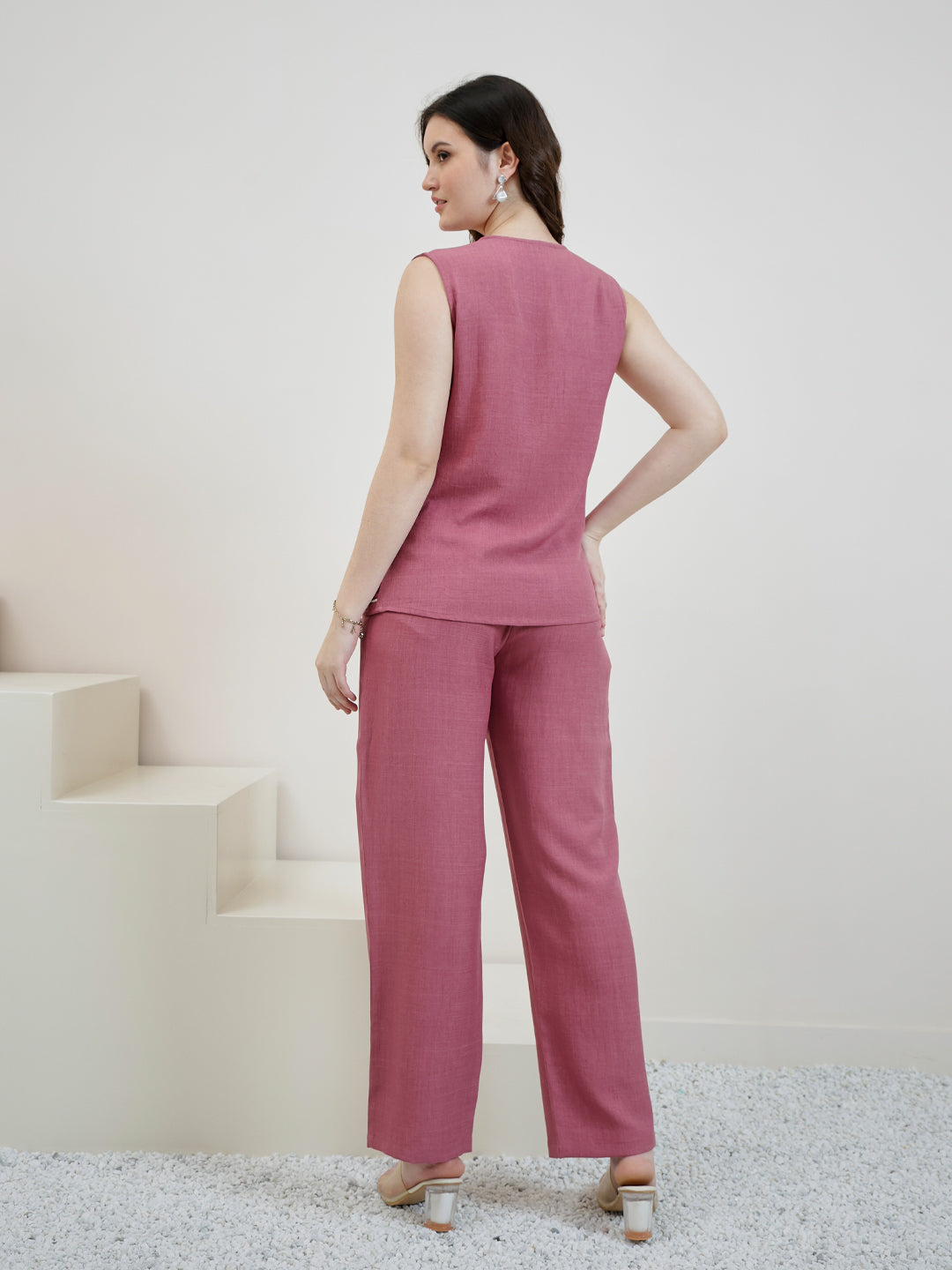 Boho By Athena Embroidered Linen Top With Trousers