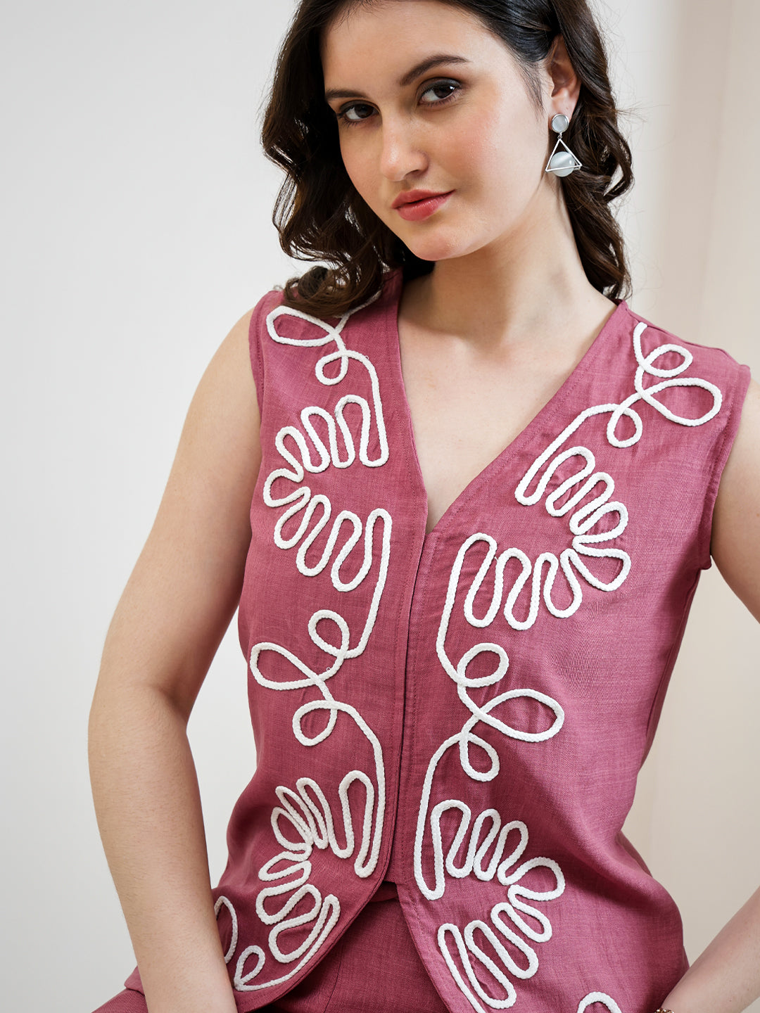 Boho By Athena Embroidered Linen Top With Trousers