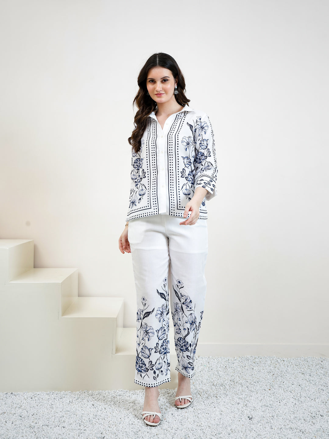 Boho By Athena Floral Printed Shirt & Trousers Co-Ord Set