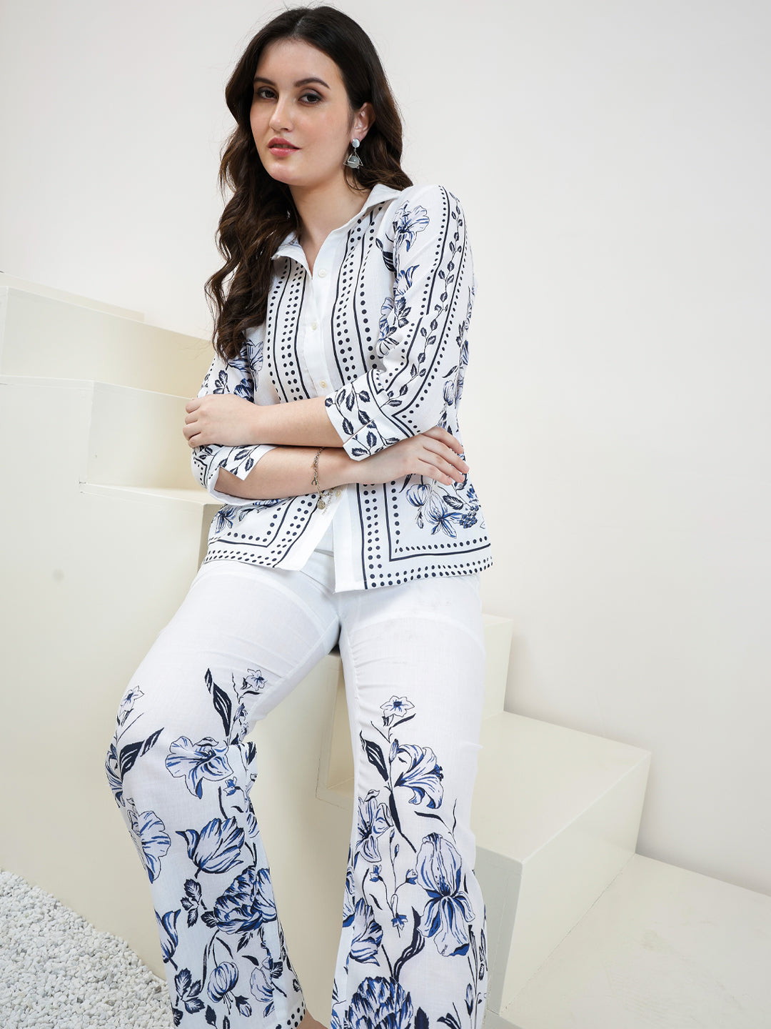 Boho By Athena Floral Printed Shirt & Trousers Co-Ord Set