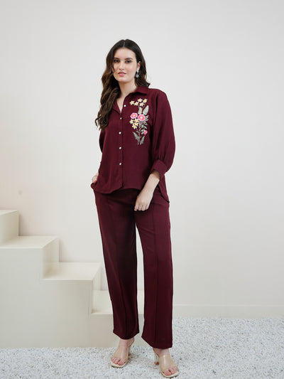 Boho By Athena Embroidered Linen Shirt With Trousers