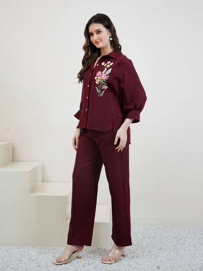 Boho By Athena Embroidered Linen Shirt With Trousers