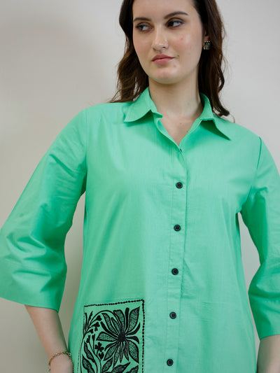 Women Solid Cotton Kurta with Trousers