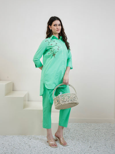Boho By Athena Pure Cotton Embroidered Shirt With Trouser Co-Ords