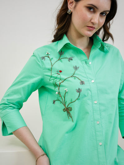 Boho By Athena Pure Cotton Embroidered Shirt With Trouser Co-Ords