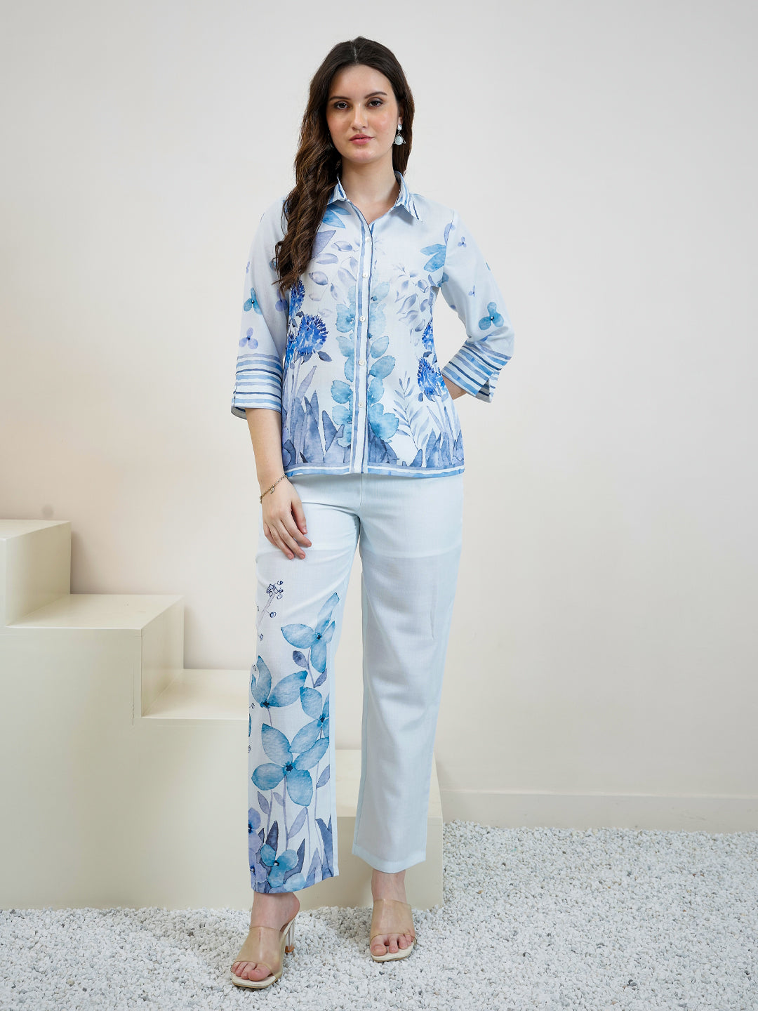 Boho By Athena Floral Printed Shirt & Trousers Co-Ord Set