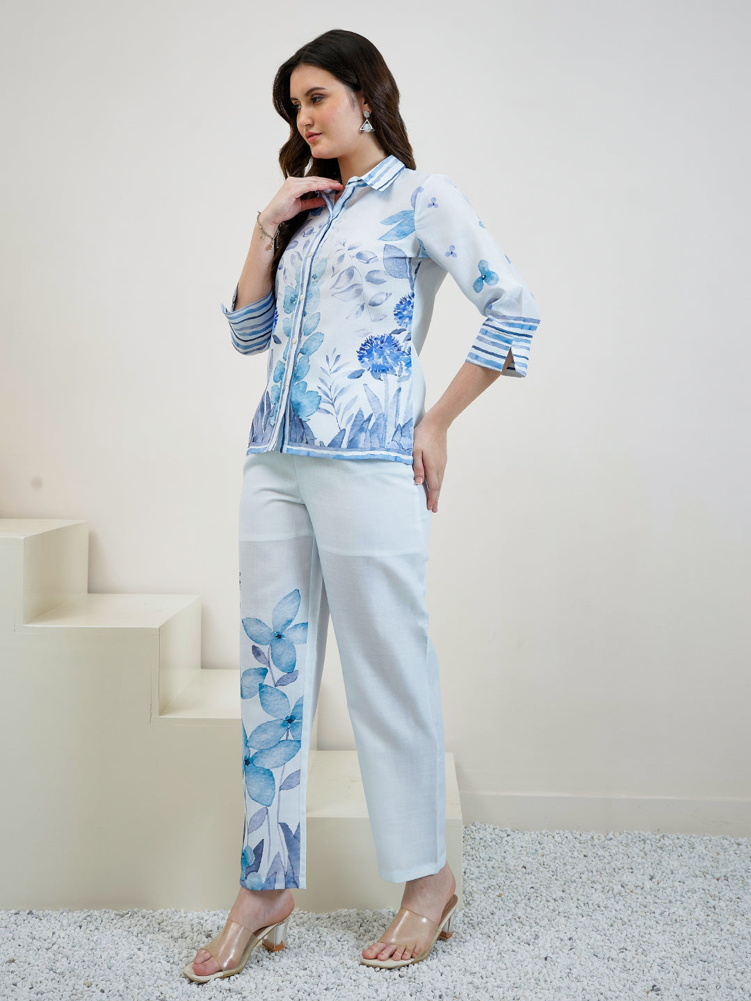 Boho By Athena Floral Printed Shirt & Trousers Co-Ord Set