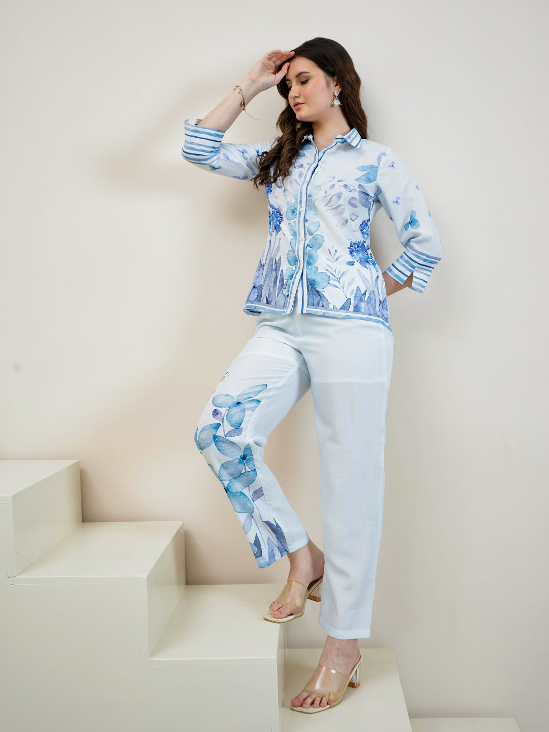 Boho By Athena Floral Printed Shirt & Trousers Co-Ord Set