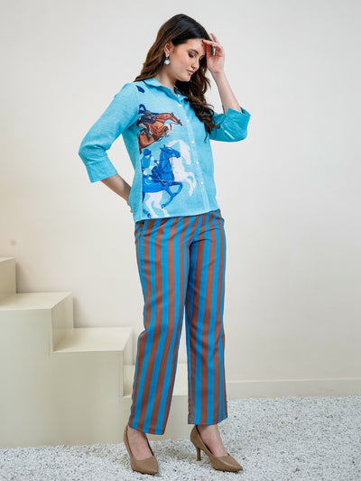 Boho By Athena Printed Shirt & Trousers Co-Ord Set