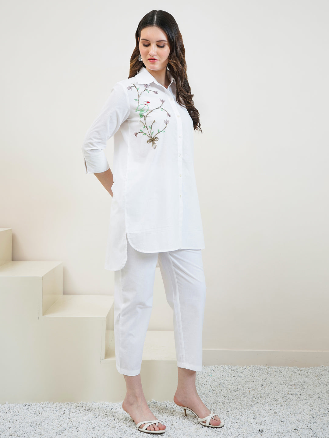 Boho By Athena Embroidered Shirt With Trouser Co-Ords