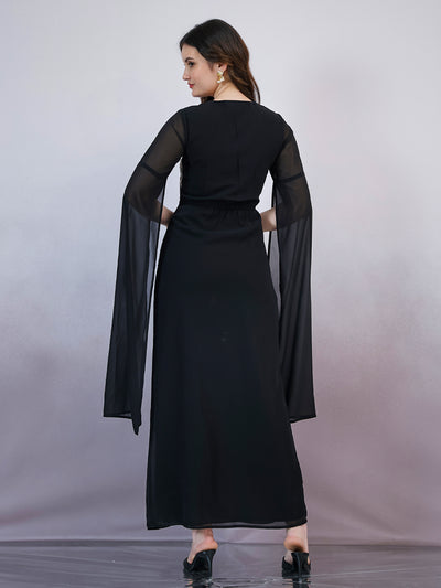 Shally Bhasin by Athena Women V-Neck Embellished Embroidered Georgette Maxi Dress