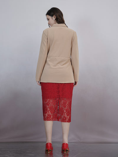 Shally Bhasin by Athena Self Design Shirt Collar Lace Blazer Midi Dress