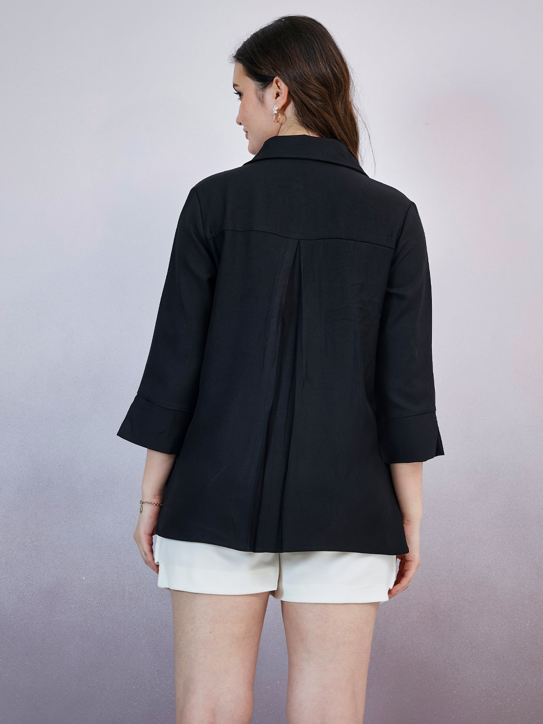 Shally Bhasin by Athena Women Solid Spread Collar Linen Casual Shirt