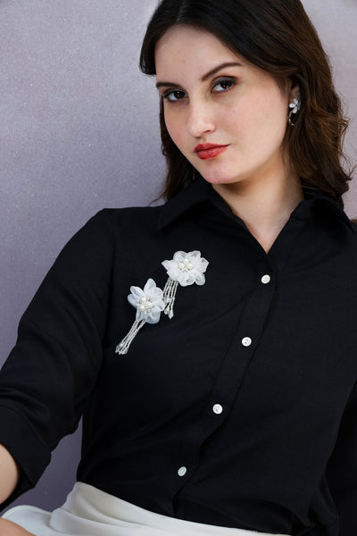 Shally Bhasin by Athena Women Solid Spread Collar Linen Casual Shirt