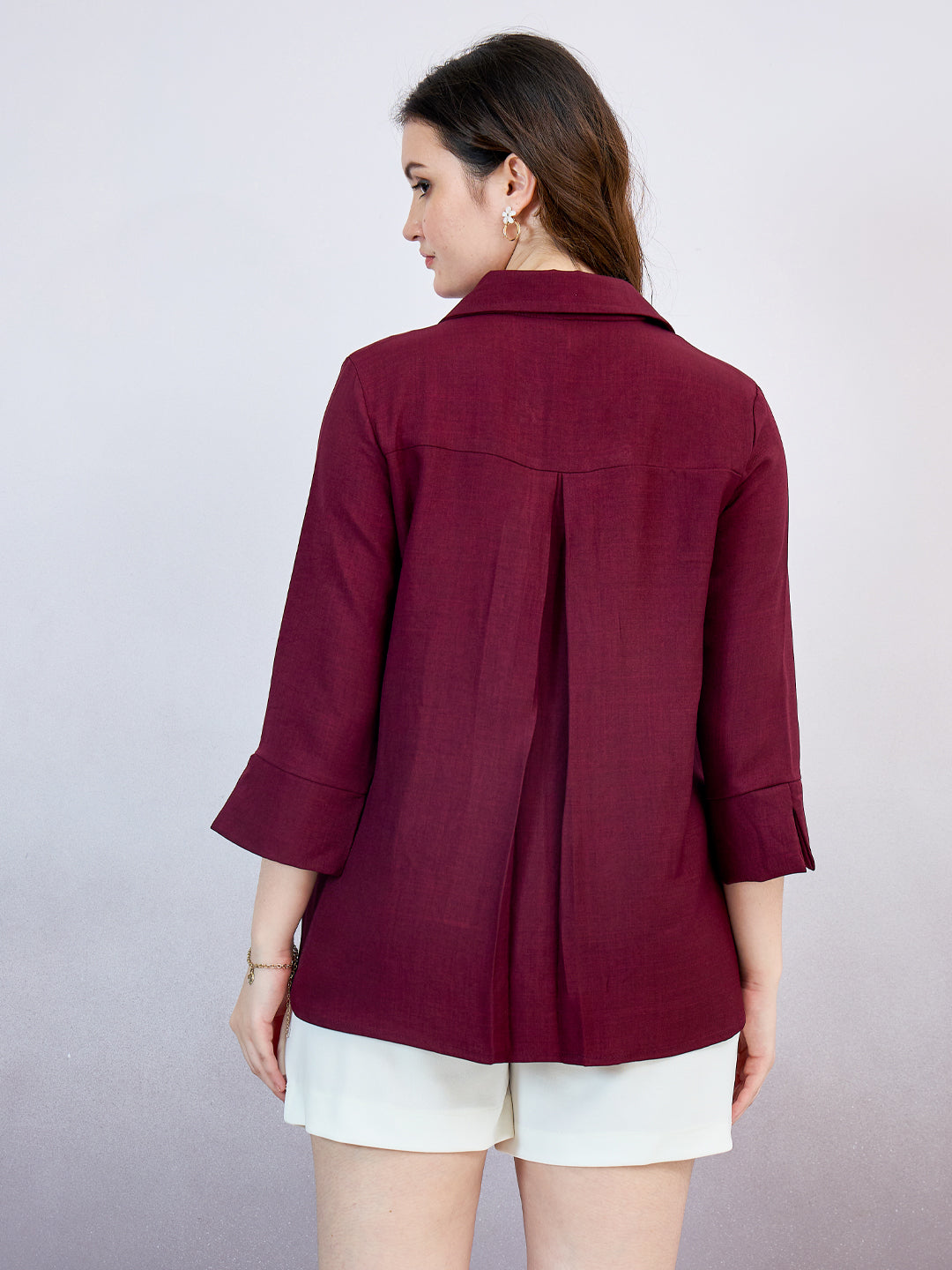 Shally Bhasin by Athena Women Solid Spread Collar Linen Casual Shirt