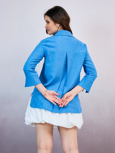 Shally Bhasin by Athena Floral Embroidered Linen Standard Relaxed Fit Shirt