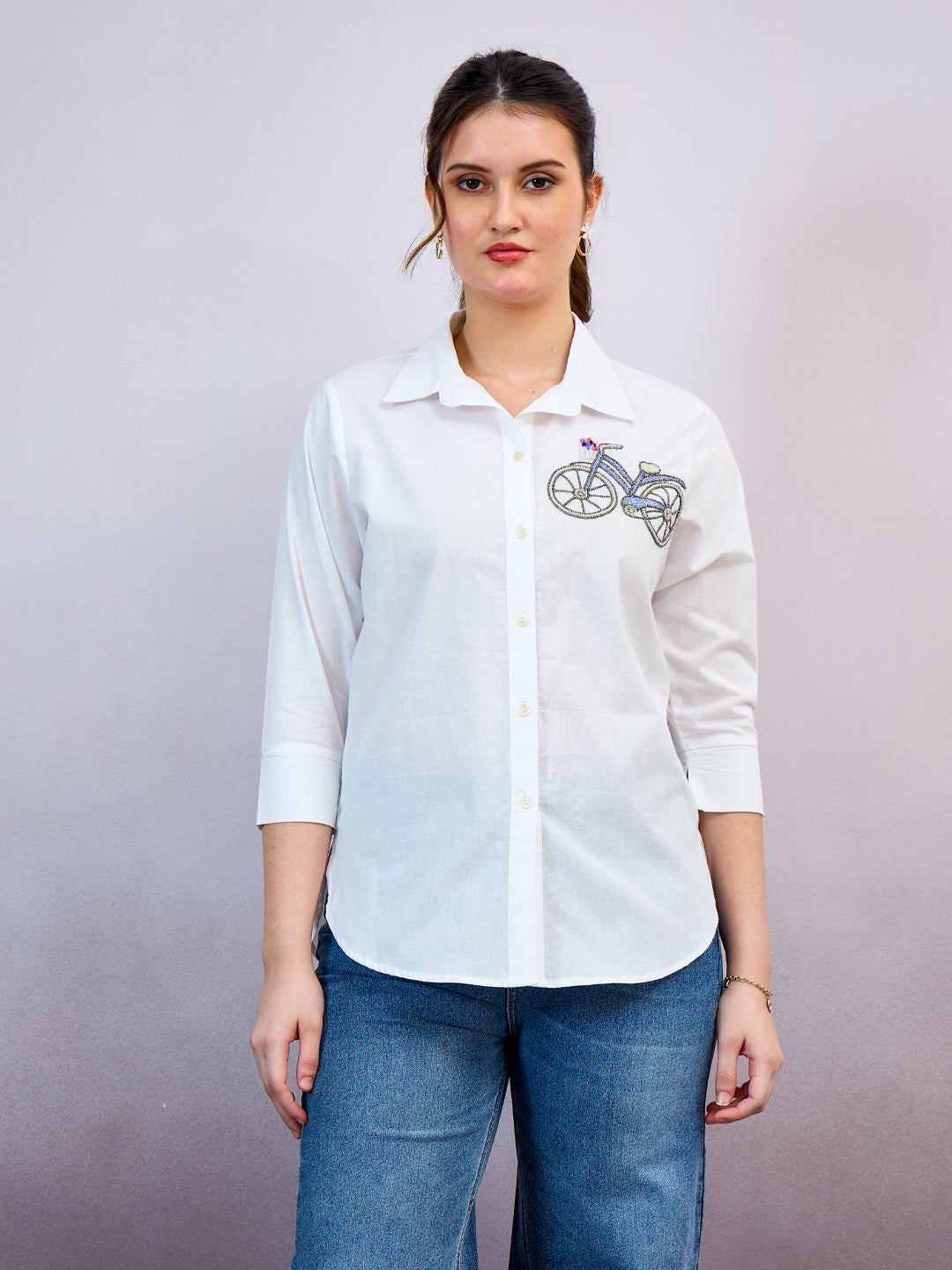 Shally Bhasin by Athena Cycle Embroidered Cotton Standard Relaxed Fit Shirt