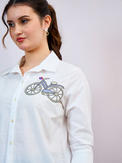 Shally Bhasin by Athena Cycle Embroidered Cotton Standard Relaxed Fit Shirt
